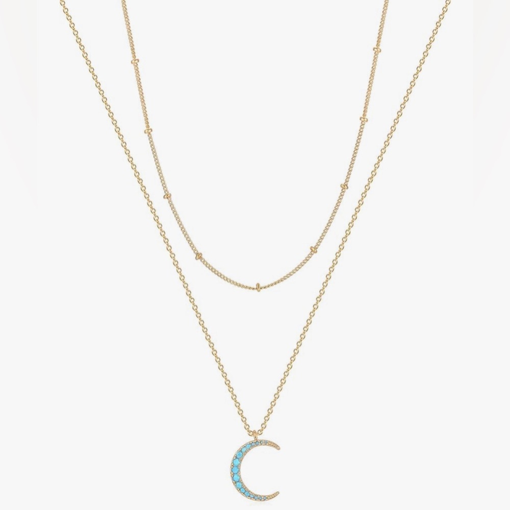 🌸NEW MEVECCO Layered Heart Necklace Pendant Handmade 18k Gold Plated With Box.